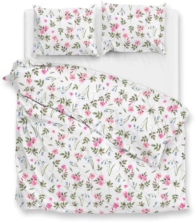 Zohome Dekbedovertrek Sierra - Deken - Dekbed - Wit - 100% Katoen - Bloemen - 200x220 + 2 slopen 60/70 cm