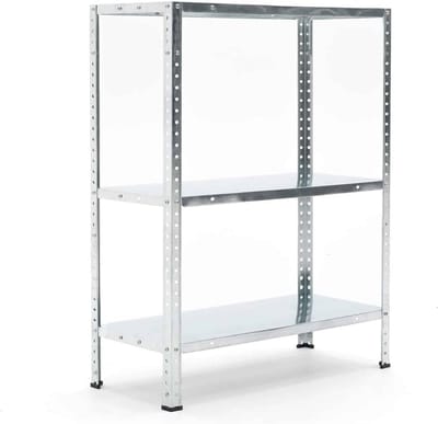 Metalen opbergrek 90 x 30 x 90 cm - 3 planken - 150 kg - gegalvaniseerd staal - zwartgrijs - eenvoudig te monteren
