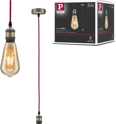 Neordic Hanglamp Eldar E27 max. 60W Rood, Nikkel geborsteld dimbaar Metaal