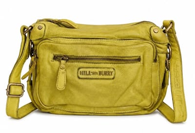 HillBurry Schoudertas Gewassen Leer Limegroen - ideaal voor dagelijks gebruik - (B x H x D) ca. 28 cm x 21 cm x 8 cm