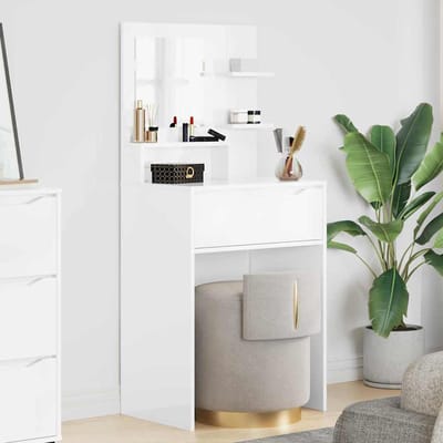 vidaXL - Slaapkamerkaptafels - Hoogglans - Wit - 60 - x - 39,5 - x - 135 - cm