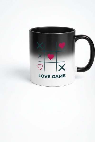 Magische Mok 'Love Game' | Kleurveranderende Tic-Tac-Toe Mok met Harten & X-jes | Romantisch Cadeau