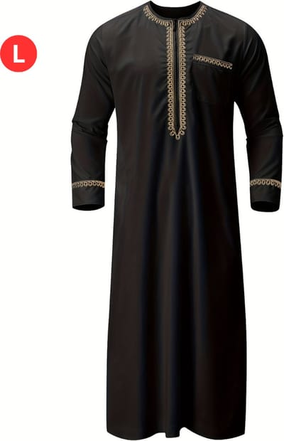 Bovista Djellaba - Kaftan - Heren - Arabisch - Mannen - Moslim Kleding - Islamitische Kleding - Alhamdulillah - Zwart L
