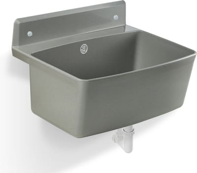 gospo Tuinwastafel, 55 x 42 x 22,5 cm, huishoudbak van hoogwaardig polystyreen, gootsteen met Easy-Clean-technologie, wastafel voor tuin (grijs, solo)