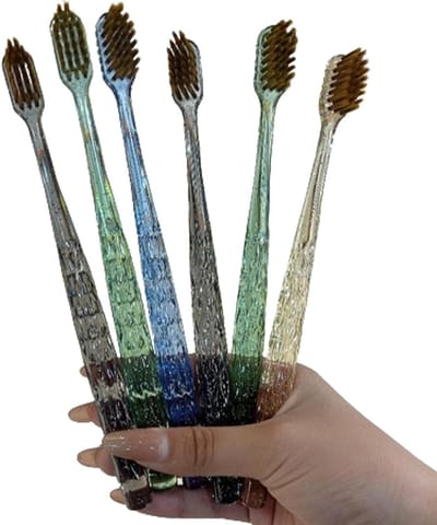 Zachte Tandenborstels - Handtandenborstels - Dagelijkse Mondverzorging - Ergonomische Grip - 6 Stuks - Gekleurde Handgrepen