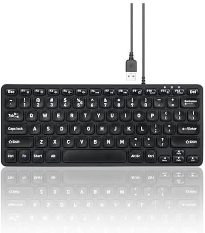Perixx PERIBOARD-432 Wired Mini USB Keyboard - X Type Scissor Keys - Large Print Keys - US English