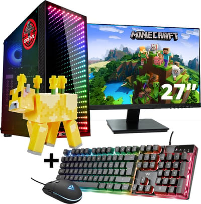 ScreenON - Gaming Set - Minecraft Moobloom Hero - V2 (GamePC + 27 Inch Monitor + Toetsenbord + Muis)