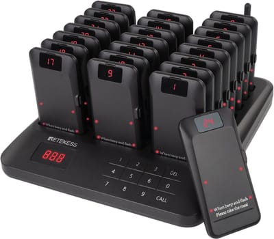 Oproepsysteem Restaurant - Pager Systeem - Klanten Service - 800M Bereik 39 Modi - 38.6 x 26 x 12.3 cm