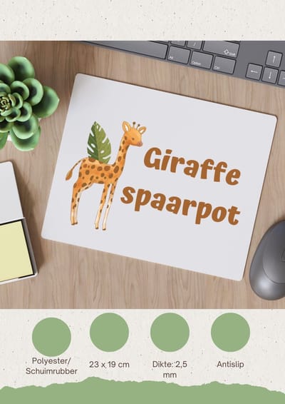 Akyol - giraffe Muismat - Giraffe - dieren liefhebbers - leuke cadeau voor iemand die van houdt van giraffen - verjaardagscadeau - kado - gift - 23 bij 19 cm