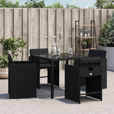 vidaXL - Tuinstoelen - 4 - st - met - kussens - poly - rattan - zwart