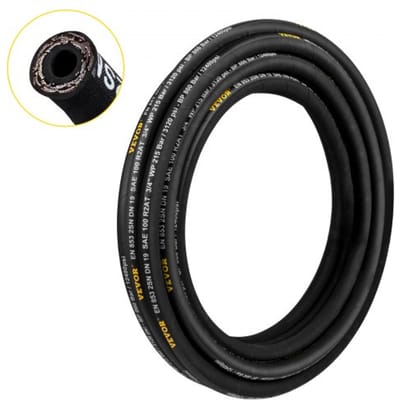 VEVOR Hydraulische slang 0,6 cm x 100 m, opgerolde hydraulische slang 5800 PSI, rubberen hydraulische slang met 2 zeer trekvaste stalen draadvlechten, bulk hydraulische slang -20 ℃ tot 140 ℃