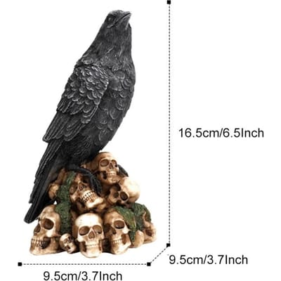 Sculpture de tête de mort en résine, statue de corbeau et de chat noir, figurine créative de bureau, décoration de maison ou de bureau, cadeau black