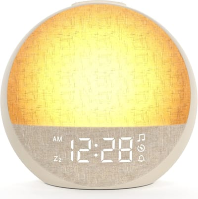 Wake-up Light met 7 Wekgeluiden en 11 Nachtlampkleuren - Lichtwekker met Natuurgeluiden en Snooze Functie