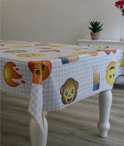 Tafelzeil/tafelkleed met emoji print 140 x 180 cm - Emoji - Kindertafelzeil