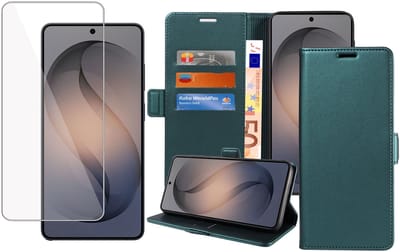 ChiGuard Book Case Hoesje + Screenprotector geschikt voor Samsung Galaxy S26 - Hoesje - Magnetische Sluiting - Portemonnee Turqoise