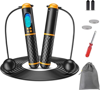 ZoeZo Springtouw Volwassenen - Professioneel Springtouw met Teller - Inclusief Draadloze optie - LCD Display - Draadloos - Zwart