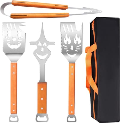 Complete Grill Gereedschap Set - Extra Lange BBQ Accessoires met Opbergzak, Inclusief Grilltangen, Spatel en Vleesvork voor Gezellige Barbecues en Kampeerfeesten