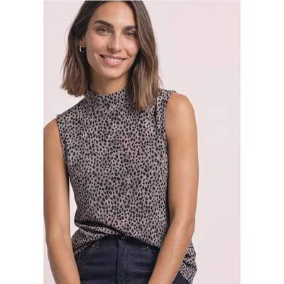 Mesh-top met col en print