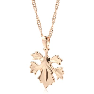 Nouvelle Tendance Collier Pendentif Feuille pour Femme Mode Couleur Or Rose Créatif Bijoux en Métal Unique Romantique Quotidien 50cm beige