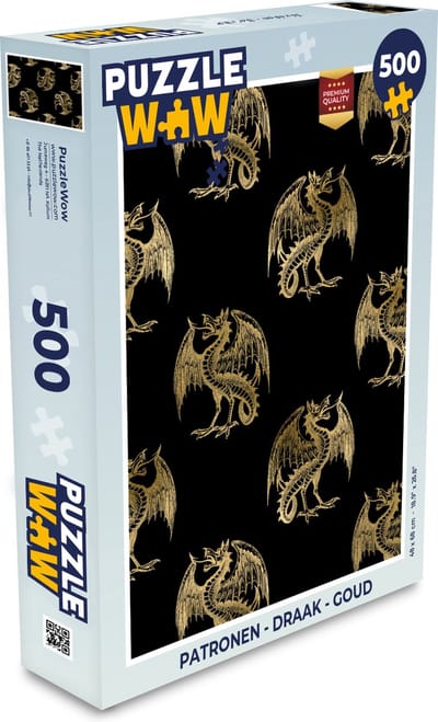 Puzzel Patronen - Draak - Goud - Legpuzzel - Puzzel 500 stukjes