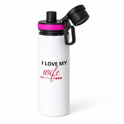 Hacebo® - I love my wife waterfles met draaidop roze - Liefde - je vrouw - Valentijnsdag - verjaardagscadeau - cadeau voor vriendin - water fles - 850ML