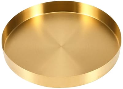 Dailygoods- Serveerschaal Goud - Decoratief Dienblad - Roestvrij Staal - Antislip - Luxe Metalen Plank - Geschikt voor Sieraden/Cosmetica