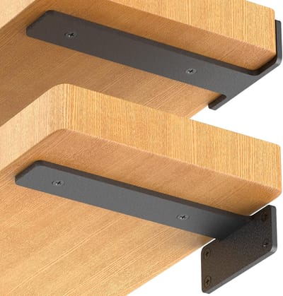 Set van 2 Beugels voor Zwevende Planken – 6 Inch Robuuste Industriële Plankensteunen – Zwarte Metalen L-beugels voor Planken (5 mm dik)