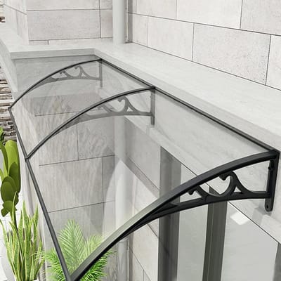 Regenkap Buiten - Deur Luifel - Bescherming Entree - Slagvast Polycarbonaat - 60x90 cm - Transparant Zwart