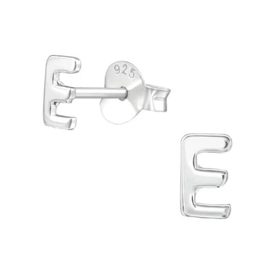 Aramat Jewels | Oorbellen | Stijlvolle Zilveren Initiaal Oorbellen | E-5x3mm | |4mm | Zilver | Kinderen | Verkleurd niet