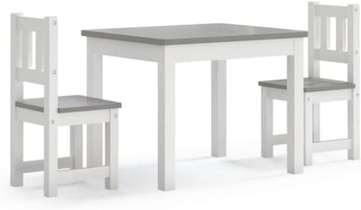 Kindertafel met 2 Stoelen Set MDF Wit en Grijs voor Kinderen