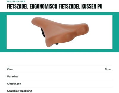 Dailygoods- Fietszadel Slijtvaste PU Lederen Kussen - MTB Fietsaccessoires - Comfortabel Fietszadel - Verstelbaar - Lichtgewicht - Duurzaam - Fietsstoel