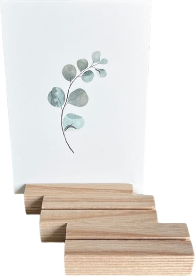 Kaarthouder blokje van hout [Set van 3 stuks] - Fotohouder - Blank - 8,5 cm