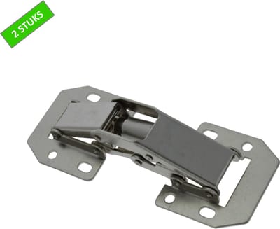 TQ4U opbouwscharnier - Met veer - 105 mm - Vernikkeld - 2 stuks