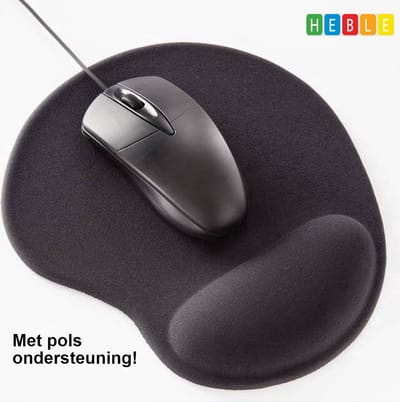 *** 2x Muismat Comfort Black - RSI Traagschuim Pols Ondersteuning - Ergonomische Muismat - van Heble® ***