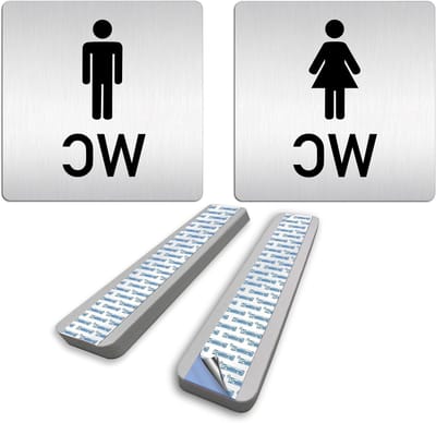 Toiletbordjes Dames Heren - WC borden - Deur markeren - 15 mm massief aluminium - 125 x 125 mm - zilver
