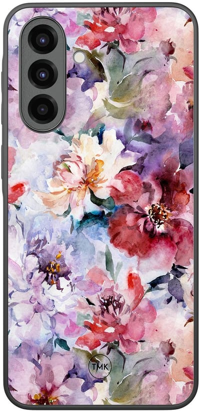 Hoesje geschikt voor Samsung Galaxy A36 - Bloemen acryl - Multi - TPU case - Bloemen - Hardcase zwart telefoonhoesje