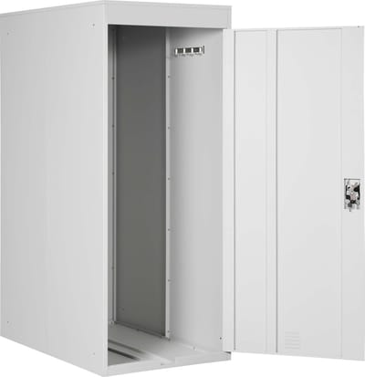 Fietsgarage MCW-H66, fietsbox gereedschapshok fietsoverkapping, uitschuifbaar afsluitbaar metaal ~ lichtgrijs