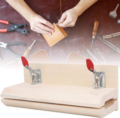Houten Klem voor Leren Handwerk, Versterkte Tafel Klem voor Handstikken en DIY Leren Projecten, Ideaal voor Naai- en Knutselwerk