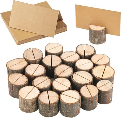 Houten Kaarthouders voor Tafel en Decoratie - 20 Stuks Menukaart en Plaatskaart Houder voor Bruiloften en Feestdagen