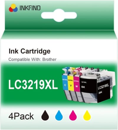 INKFIND LC3219XL inktcartridge voor BrotherLC3219 Brother LC3219 LC-3219 Brother LC-3217 Brother3217 Brother 3219 multipack van 4 stuks (1 x zwart, 1 x cyaan, 1 x magenta, 1 x geel) Brother MFC-J5330 DW J5730DW J5930DW J6530DW J6535DW J6930DW J6935DW