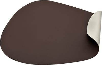 Kade 171 placemats eivormig 6 stuks 44 x 37 cm - lederlook dubbelzijdig wit met bruin