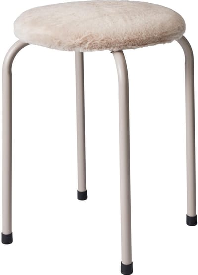 Bijzet krukje Furry beige - metaal/stof - D40 x H48 cm - Meubels
