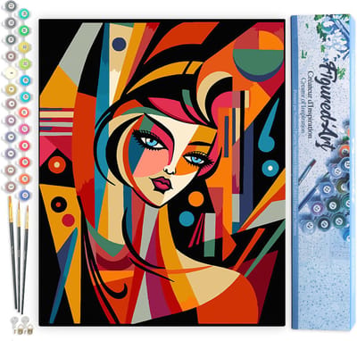 Figured'Art Schilderen op Nummer Volwassenen canvas Picasso Stijl Abstracte Vrouw - Handwerk acrylverf Kit DIY Compleet - 40x50cm zonder frame