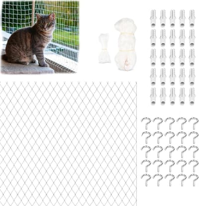 Kattennet Balkon - Veiligheidsnet Huisdier - Voorkom Val - UV- en Weerbestendig - 3 meter - Transparant