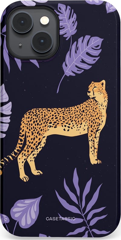 Casetastic Hoesje Geschikt voor Apple iPhone 14 Plus Magsafe - Stijlvolle Beschermende Duo-layer Case - Cheetah snelheid