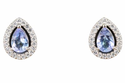 925 Sterling Zilveren Oorbellen met Natuurlijke Tanzaniet - Peer Vorm - Gecertificeerd - Blauw - Dames