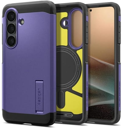 Spigen Tough Armor Hoesje Geschikt voor Samsung Galaxy S26 | Compatibel met MagSafe / Qi2 | Back Cover Militaire Standaard | Kickstand | Violet