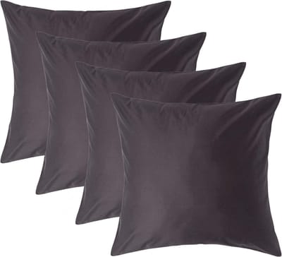 Homescapes Luxe Satijn Kussensloop 60x60 cm – Antracietgrijs – Set van 4 – 100% Egyptisch Katoen Satijn – Draaddichtheid 1000