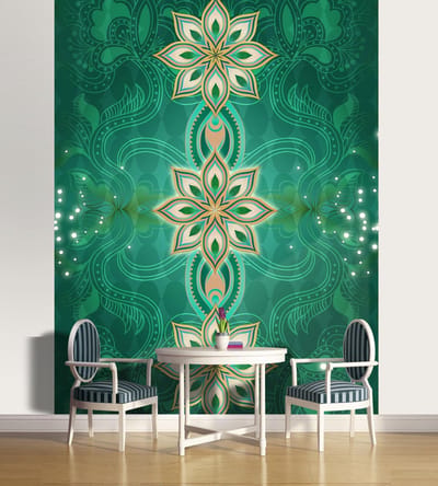 Green Gold Abstract Pattern Photo Wallcovering