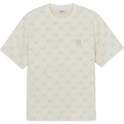MLB New York Yankees Diamant Oude Bloem Ronde Hals Los Casual Korte Mouw T-shirt Unisex T-shirt 3ATSM1163-50IVS XL beige